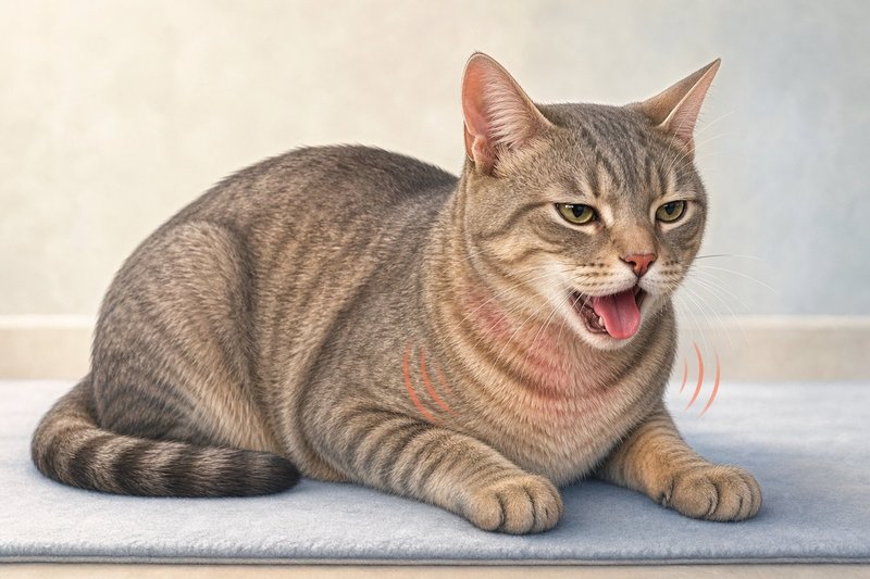 口を開けて苦しそうに呼吸する猫